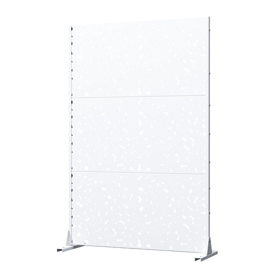 72" White Abstract Steel Outdoor Privacy Screen