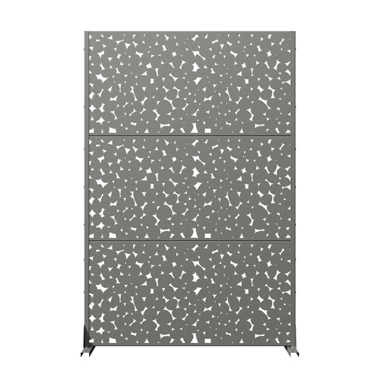 72" Gray Abstract Steel Outdoor Privacy Screen
