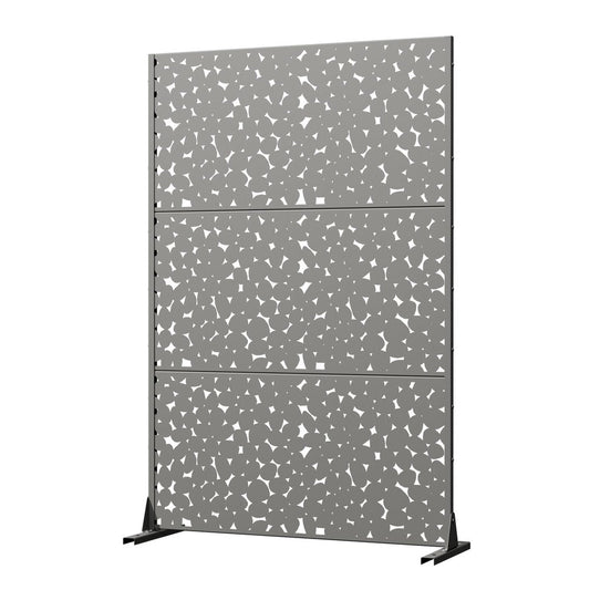 72" Gray Abstract Steel Outdoor Privacy Screen