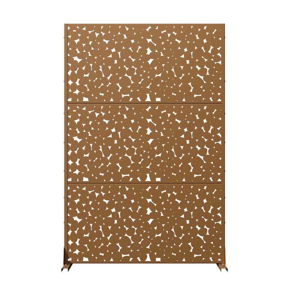 72" Brown Abstract Steel Outdoor Privacy Screen — view 1
