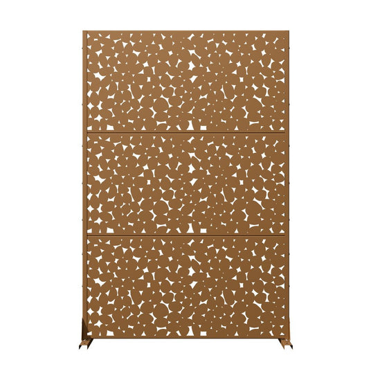 72" Brown Abstract Steel Outdoor Privacy Screen