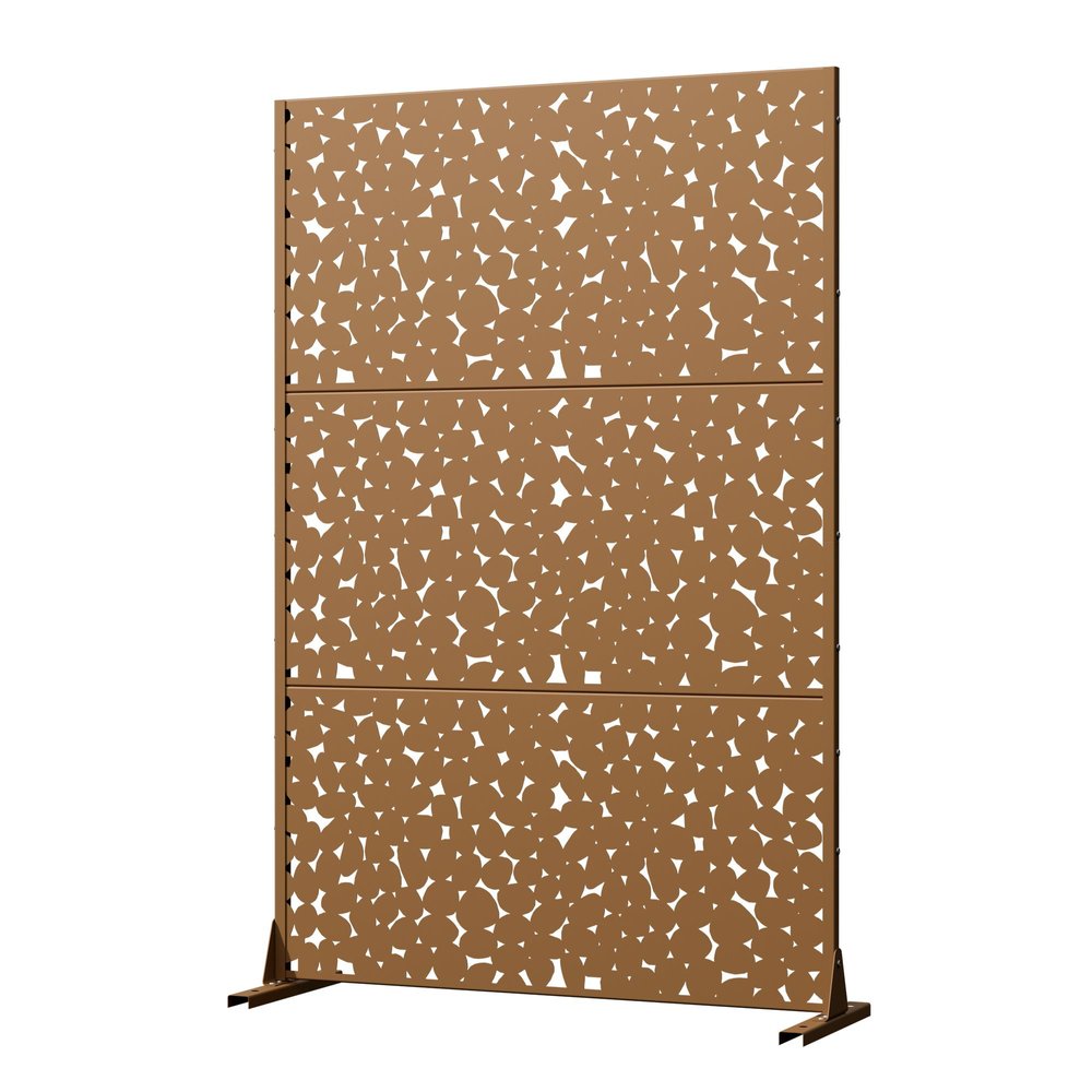 72" Brown Abstract Steel Outdoor Privacy Screen HomeRoots