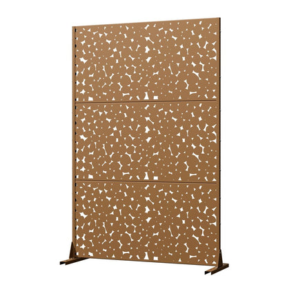 72" Brown Abstract Steel Outdoor Privacy Screen HomeRoots