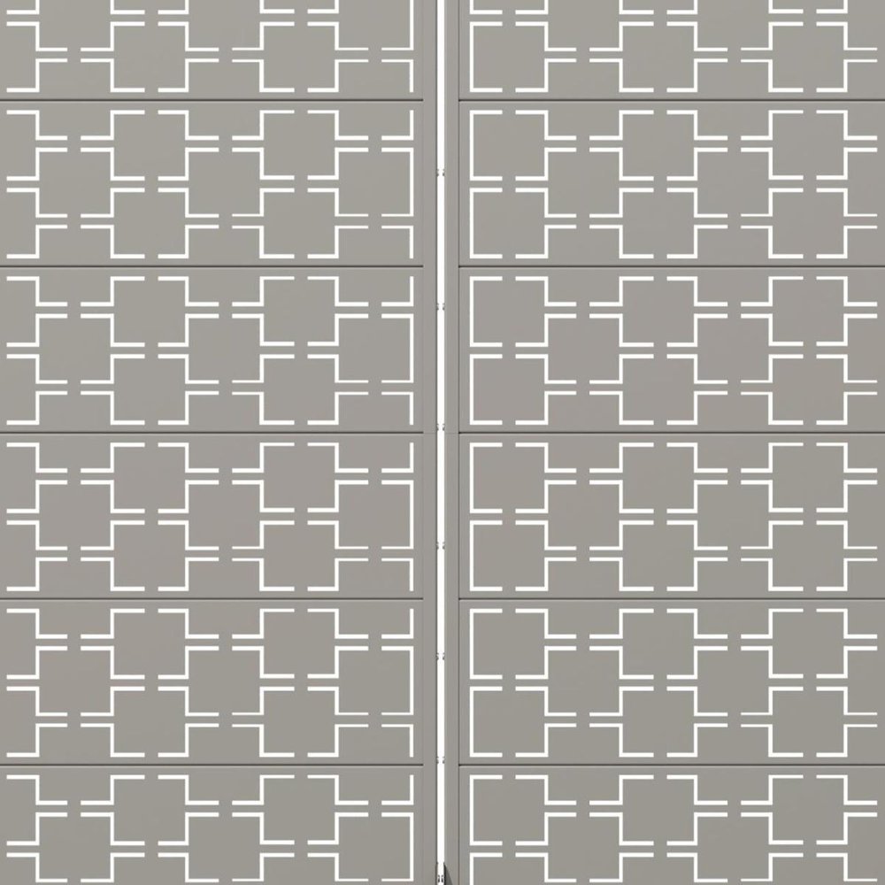 Set Of Two Gray Abstract Geometric Steel Two Panel Outdoor Privacy Screen HomeRoots