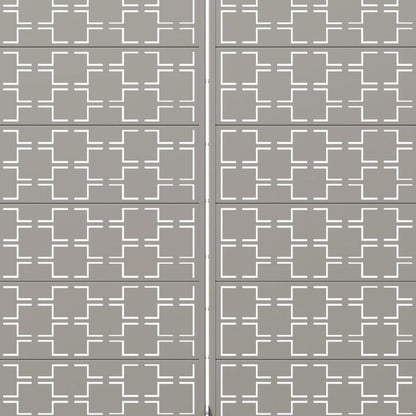 Set Of Two Gray Abstract Geometric Steel Two Panel Outdoor Privacy Screen HomeRoots