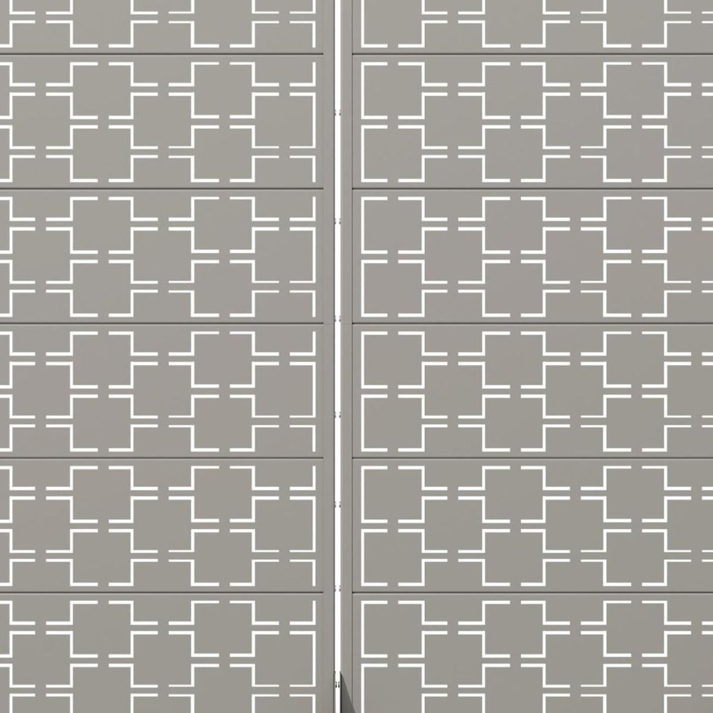Set Of Two Gray Abstract Geometric Steel Two Panel Outdoor Privacy Screen — view 4