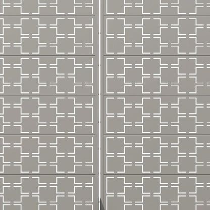 Set Of Two Gray Abstract Geometric Steel Two Panel Outdoor Privacy Screen HomeRoots