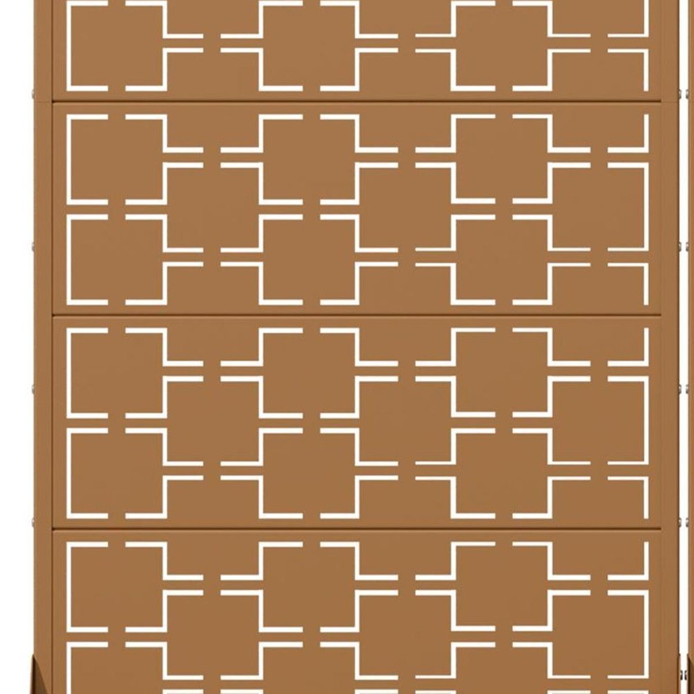 Set Of Two Brown Abstract Geometric Steel Two Panel Outdoor Privacy Screen HomeRoots