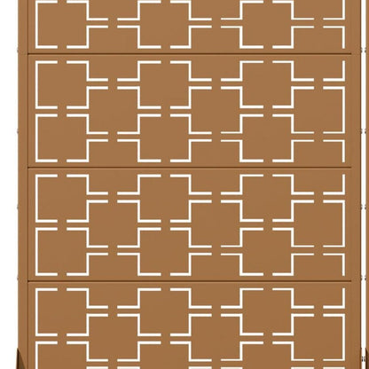 Set Of Two Brown Abstract Geometric Steel Two Panel Outdoor Privacy Screen HomeRoots