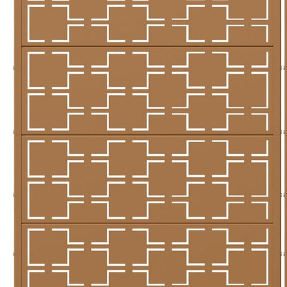 Set Of Two Brown Abstract Geometric Steel Two Panel Outdoor Privacy Screen HomeRoots