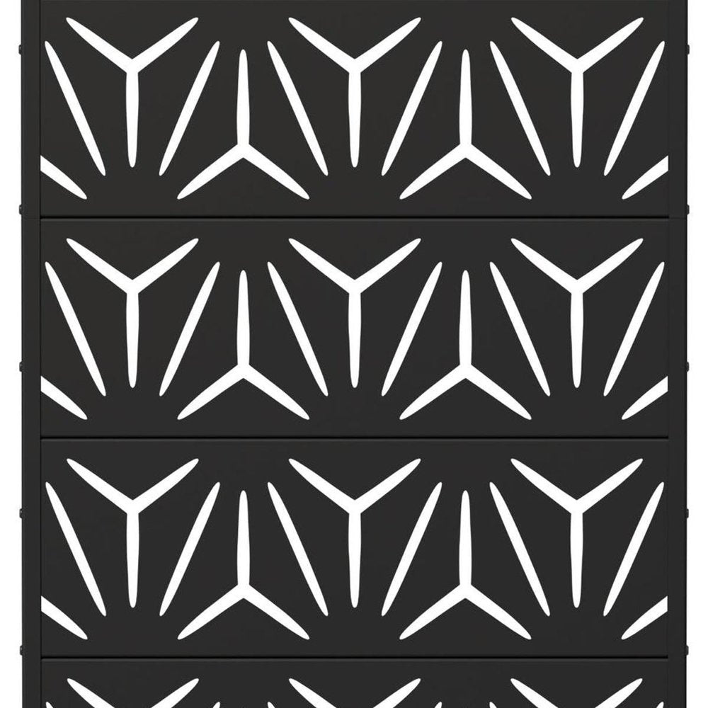 72" Black Abstract Geometric Steel Outdoor Privacy Screen — view 3