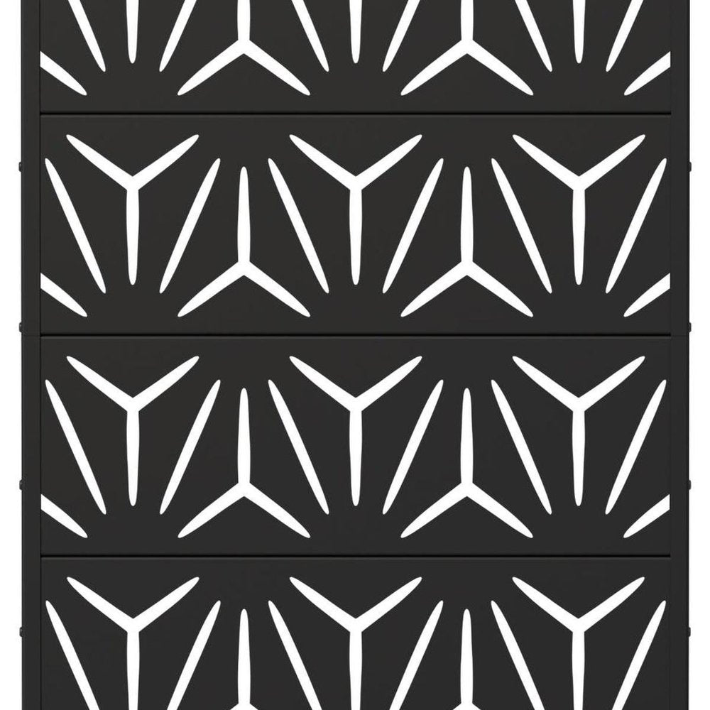 72" Black Abstract Geometric Steel Outdoor Privacy Screen — view 4