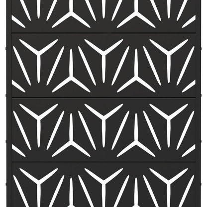 72" Black Abstract Geometric Steel Outdoor Privacy Screen HomeRoots