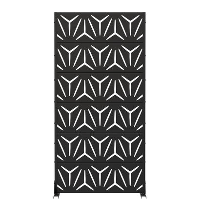 72" Black Abstract Geometric Steel Outdoor Privacy Screen HomeRoots