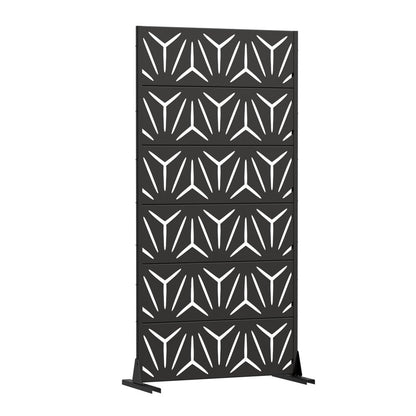 72" Black Abstract Geometric Steel Outdoor Privacy Screen HomeRoots