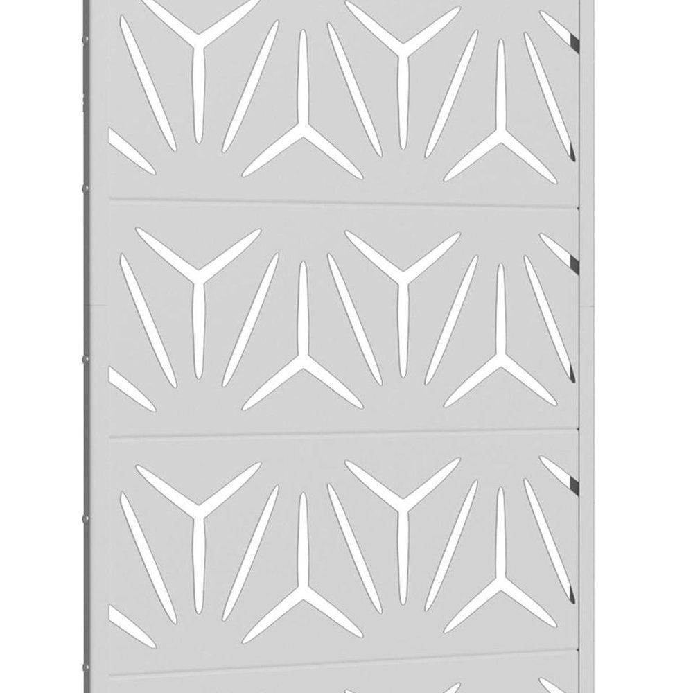 60" White Abstract Geometric Steel Outdoor Privacy Screen HomeRoots