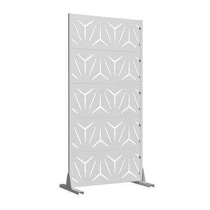 60" White Abstract Geometric Steel Outdoor Privacy Screen HomeRoots