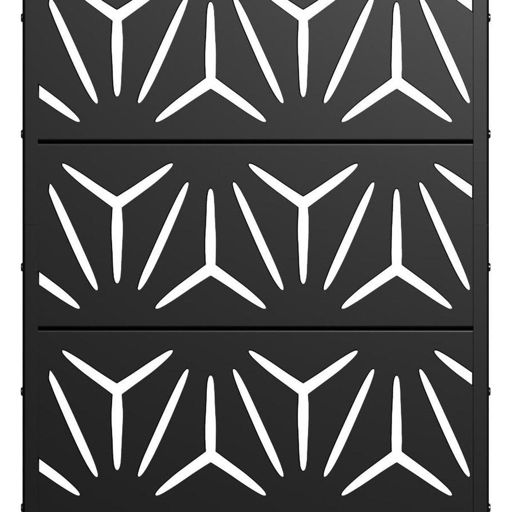 60" Black Abstract Geometric Steel Outdoor Privacy Screen — view 3