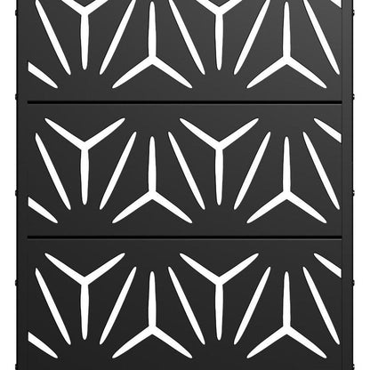 60" Black Abstract Geometric Steel Outdoor Privacy Screen HomeRoots