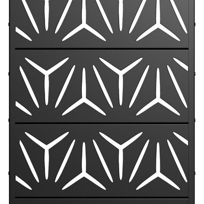 60" Black Abstract Geometric Steel Outdoor Privacy Screen HomeRoots