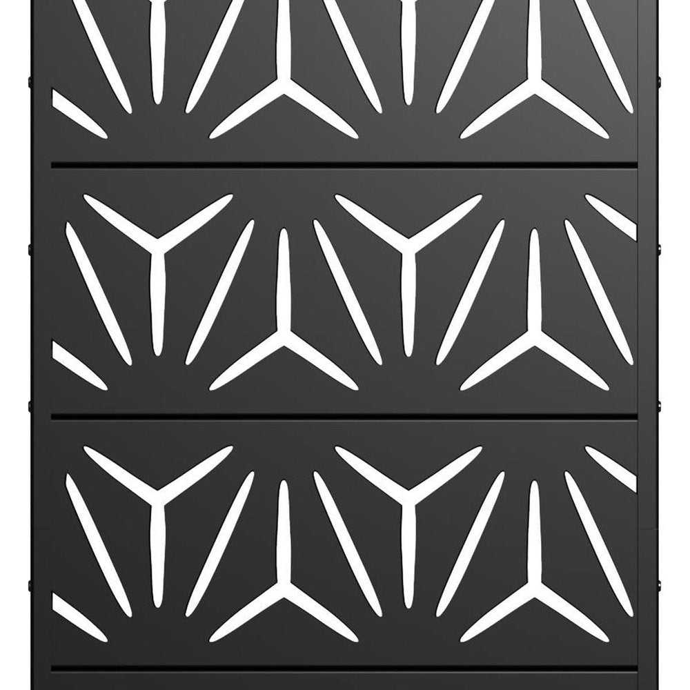 60" Black Abstract Geometric Steel Outdoor Privacy Screen