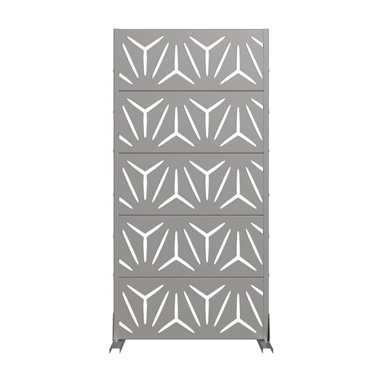 60" Gray Abstract Geometric Steel Outdoor Privacy Screen
