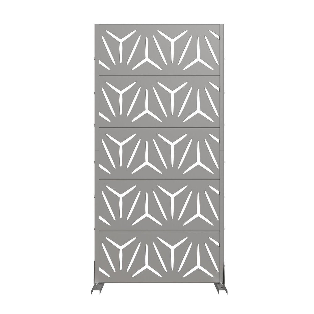 60" Gray Abstract Geometric Steel Outdoor Privacy Screen — view 1