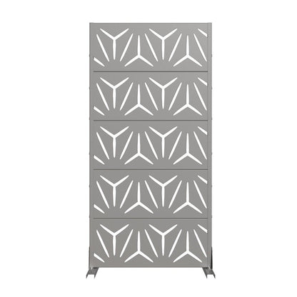 60" Gray Abstract Geometric Steel Outdoor Privacy Screen HomeRoots