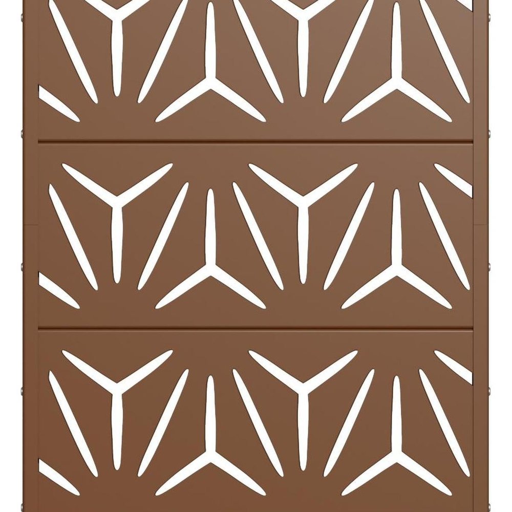 60" Brown Abstract Geometric Steel Outdoor Privacy Screen HomeRoots