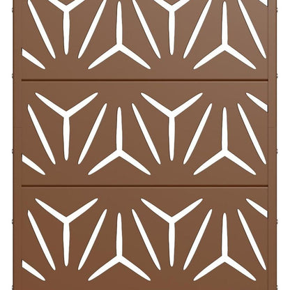 60" Brown Abstract Geometric Steel Outdoor Privacy Screen HomeRoots
