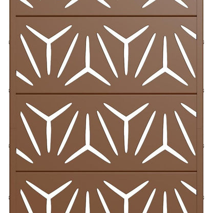 60" Brown Abstract Geometric Steel Outdoor Privacy Screen HomeRoots