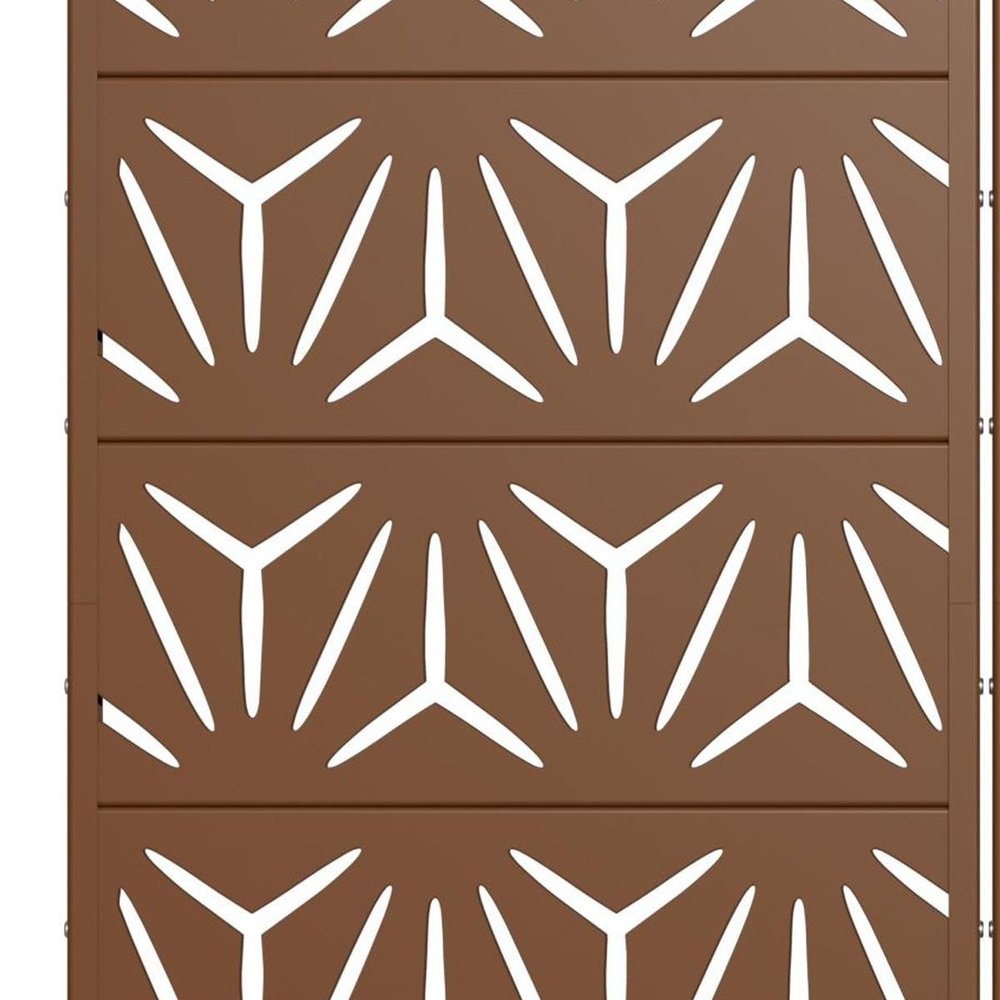 Set Of Two Brown Abstract Geometric Steel Two Panel Outdoor Privacy Screen — view 3
