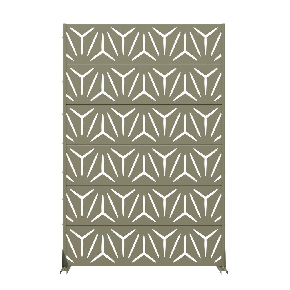 72" Gray Abstract Geometric Steel Outdoor Privacy Screen — view 1