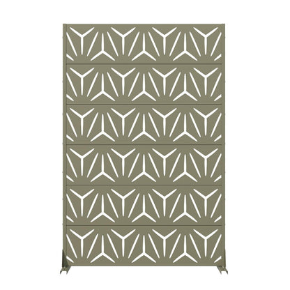 72" Gray Abstract Geometric Steel Outdoor Privacy Screen HomeRoots