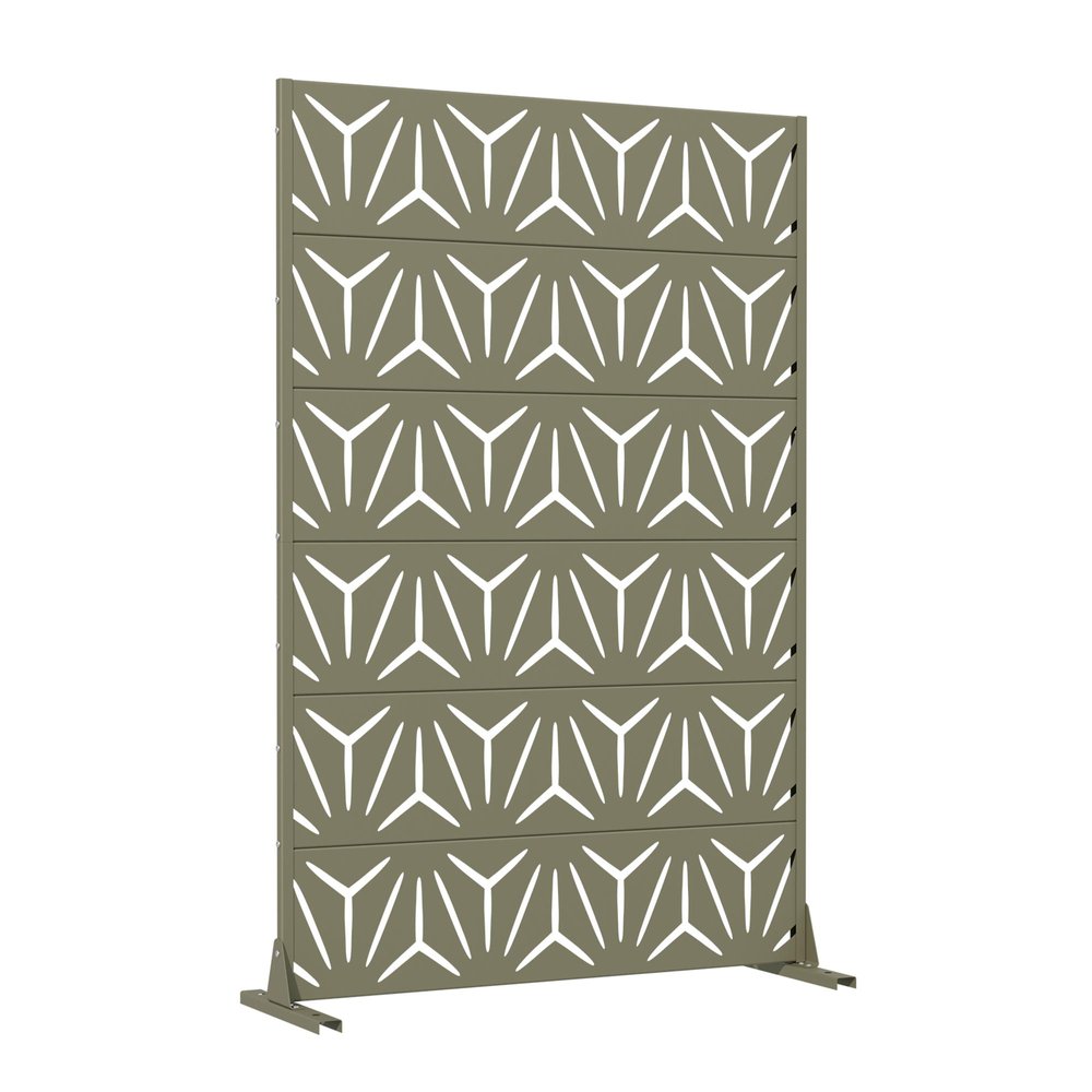 72" Gray Abstract Geometric Steel Outdoor Privacy Screen — view 2