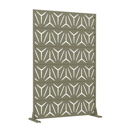 72" Gray Abstract Geometric Steel Outdoor Privacy Screen HomeRoots
