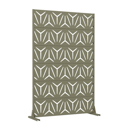 72" Gray Abstract Geometric Steel Outdoor Privacy Screen