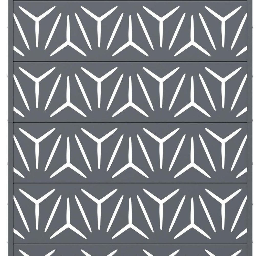 72" Gray Abstract Geometric Steel Outdoor Privacy Screen HomeRoots