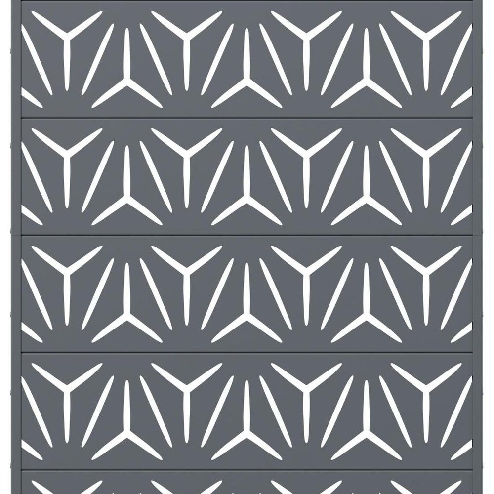 72" Gray Abstract Geometric Steel Outdoor Privacy Screen HomeRoots