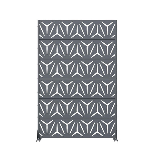 72" Gray Abstract Geometric Steel Outdoor Privacy Screen