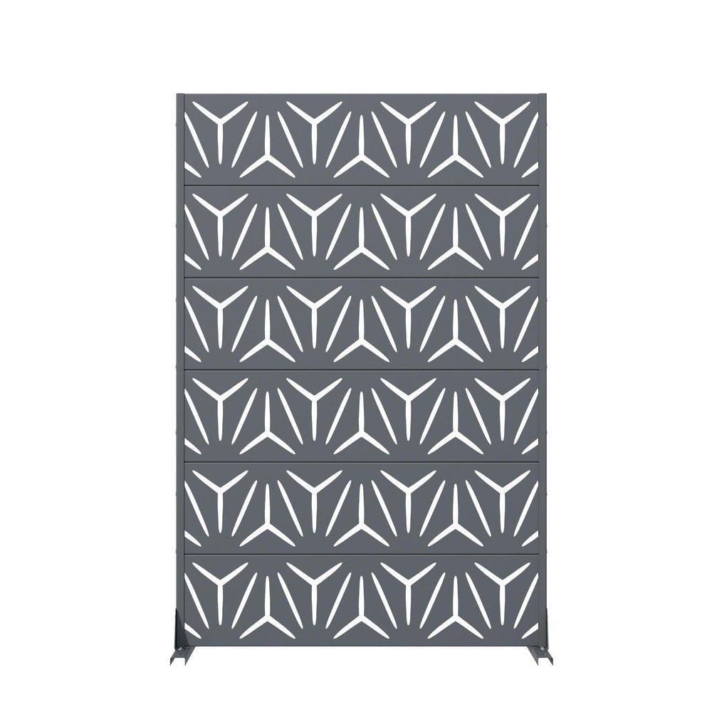 72" Gray Abstract Geometric Steel Outdoor Privacy Screen — view 1