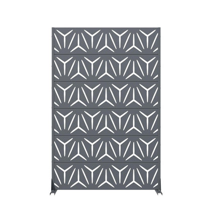 72" Gray Abstract Geometric Steel Outdoor Privacy Screen HomeRoots