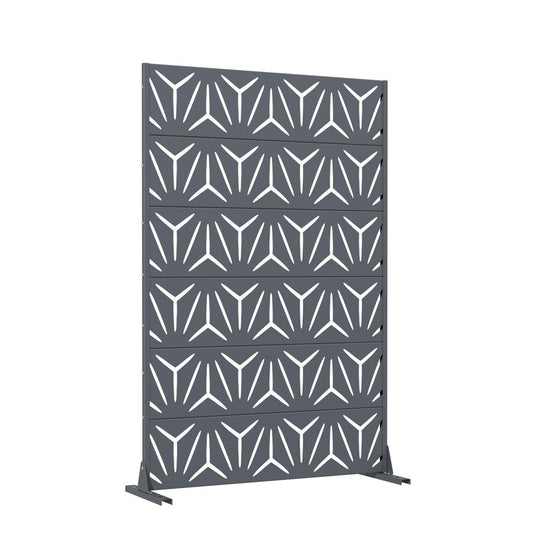 72" Gray Abstract Geometric Steel Outdoor Privacy Screen