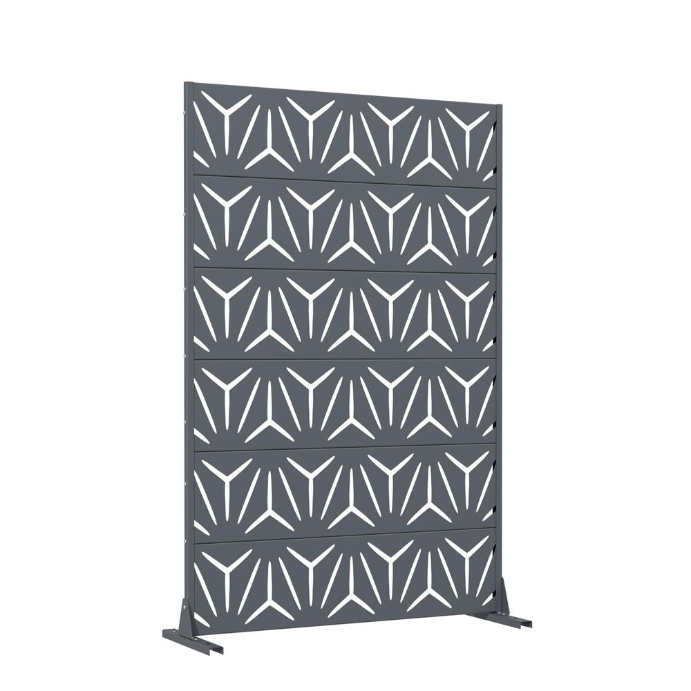 72" Gray Abstract Geometric Steel Outdoor Privacy Screen — view 2