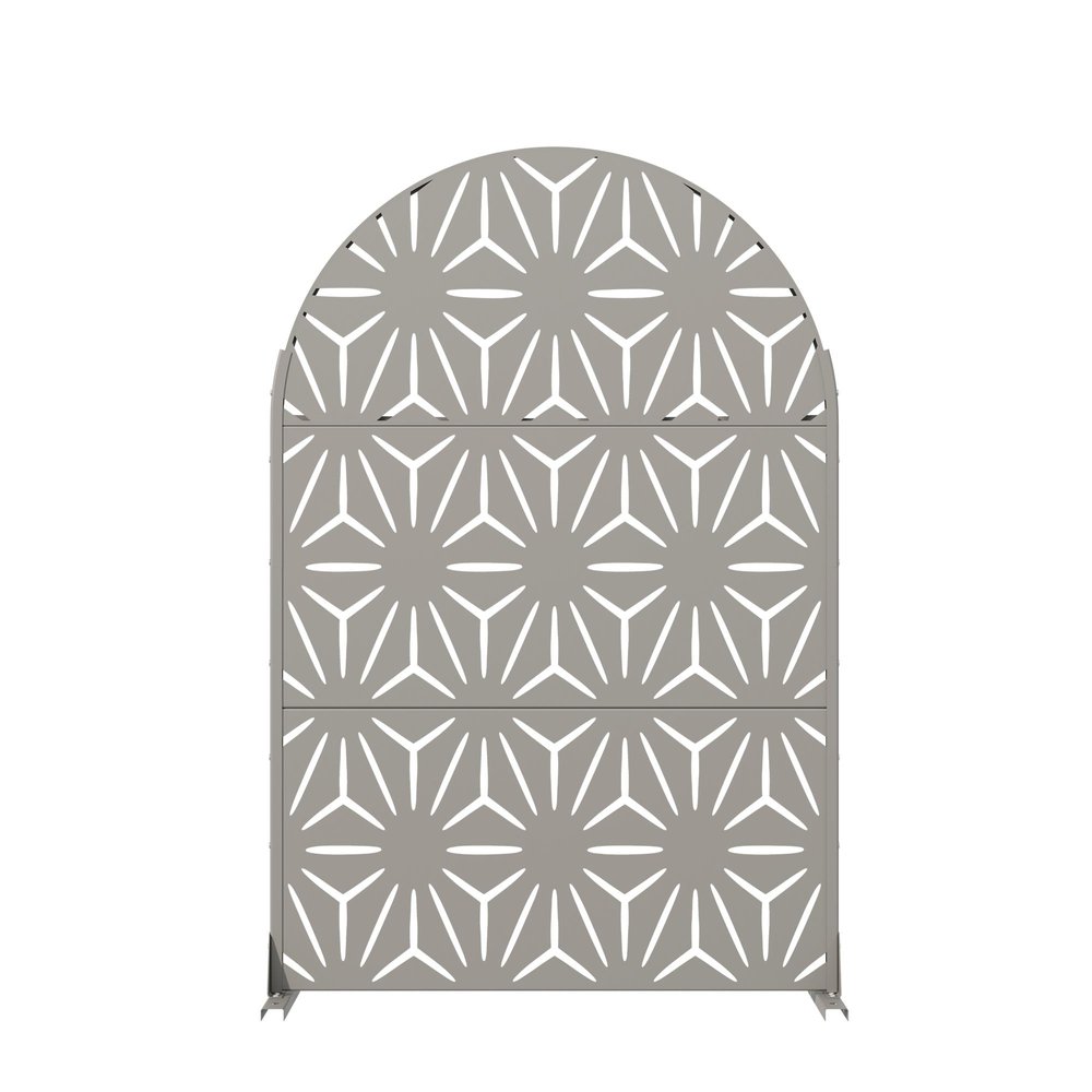 72" Gray Abstract Geometric Steel Outdoor Privacy Screen — view 1