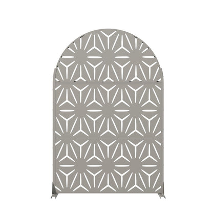 72" Gray Abstract Geometric Steel Outdoor Privacy Screen HomeRoots