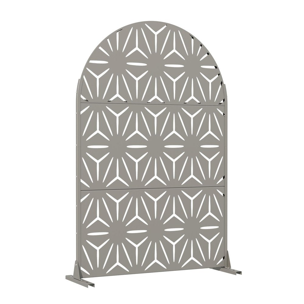 72" Gray Abstract Geometric Steel Outdoor Privacy Screen HomeRoots