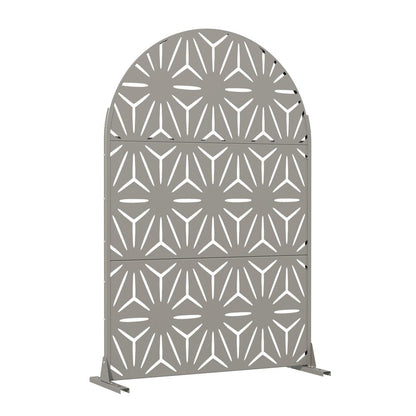 72" Gray Abstract Geometric Steel Outdoor Privacy Screen HomeRoots