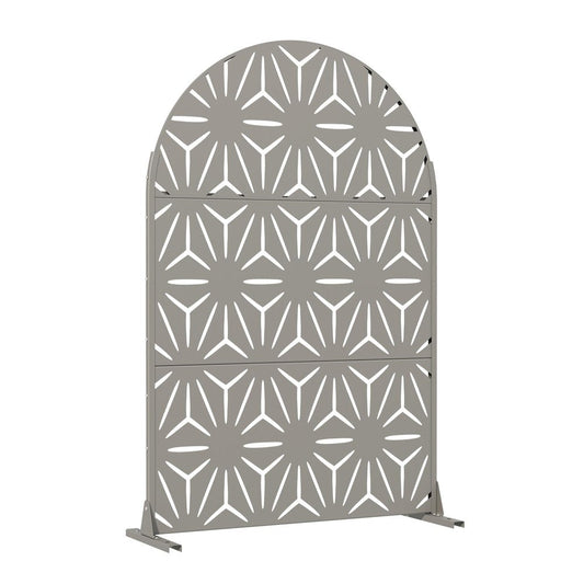 72" Gray Abstract Geometric Steel Outdoor Privacy Screen
