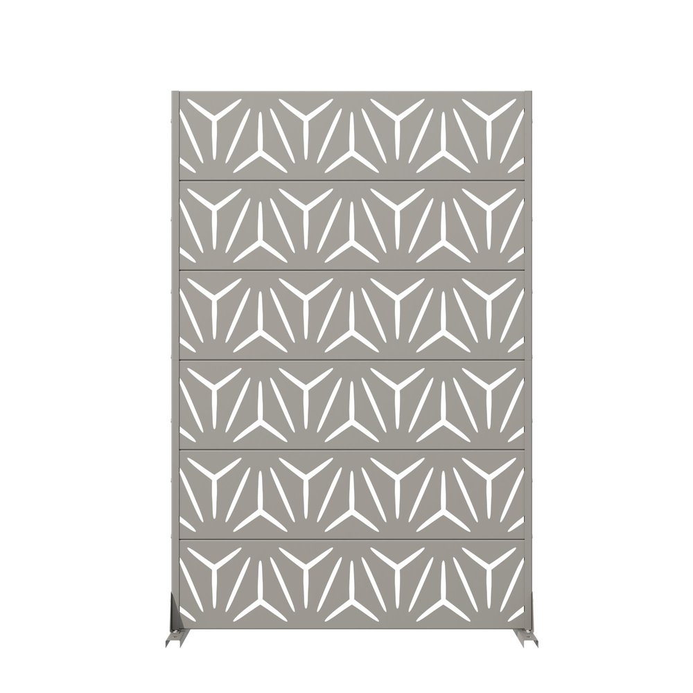 72" Gray Abstract Geometric Steel Outdoor Privacy Screen HomeRoots